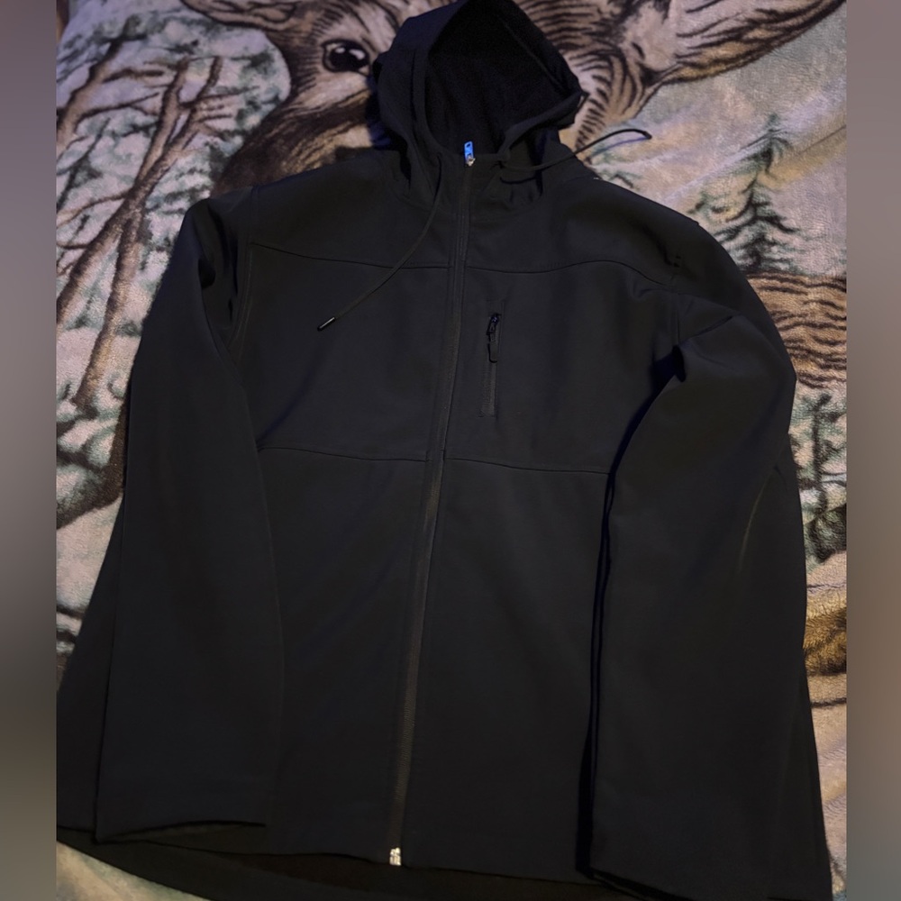 Men's Black Zip Up Jacket W Zip Up Side Pocket